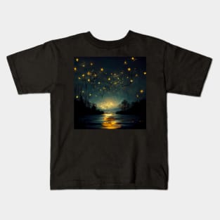 Starry, starry night over the lake. Kids T-Shirt